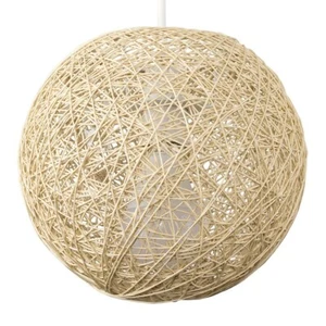 Ceiling Light Shade Natural Rattan Ball Wicker Globe Pendant Lampshade BoHo - Picture 1 of 22