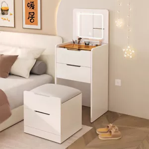 3 in 1 For Small Dressing Table Set with Mirror Light and Storage Drawers NEW - Picture 1 of 5