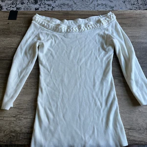 White House Black Market Womens Pullover Top Ivory Off-Shoulder 3/4 Sleeve Sz S - Picture 1 of 4