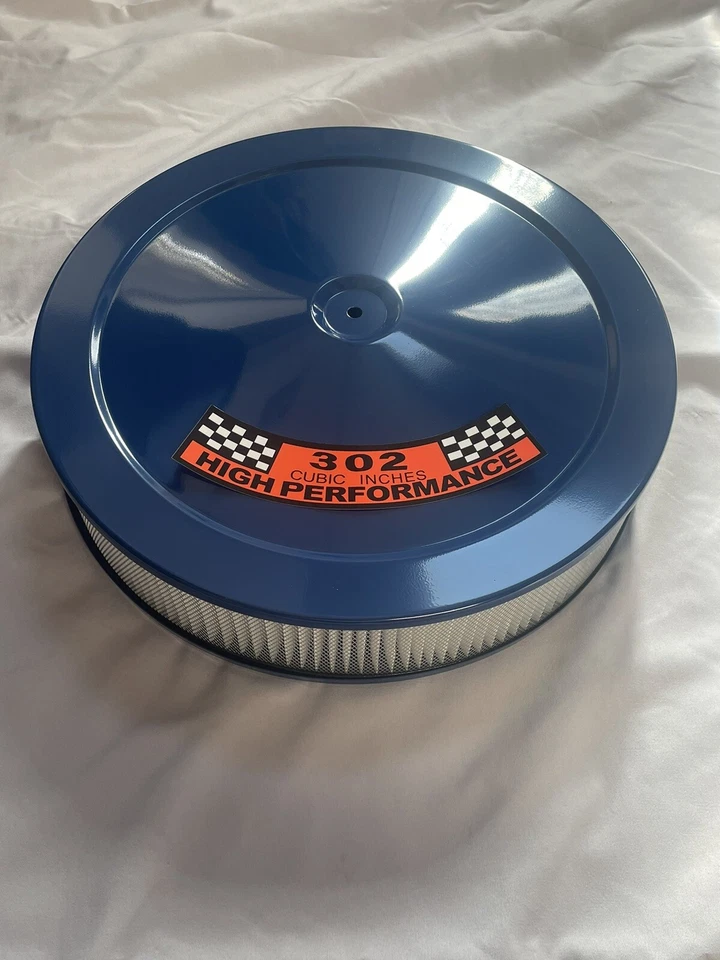 302 Ford Filtro Aire Blanco 14x3 Ford Azul Acero Purificador Aire Calcomanía Foto 1 de 1