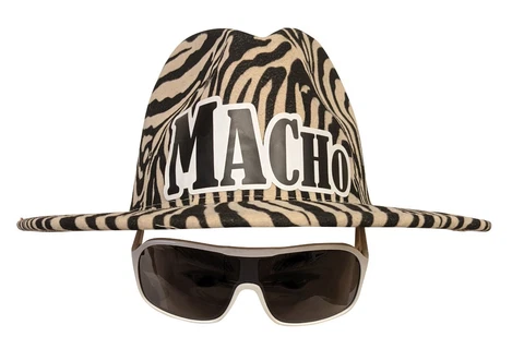Macho Man Zebra Striped Cowboy Hat Sunglasses Halloween Costume Cover