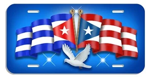 Cuba Puerto Rico Unity Flag Auto License Plate Personalize Latino Cuban Hispanic - Picture 1 of 1