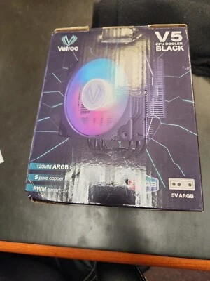 Vetroo ARGB CPU Cooler V5 PC Heatsink w/ 5 Heatpipes 120mm PWM Fan for LGA 1700 - Image 1 of 2