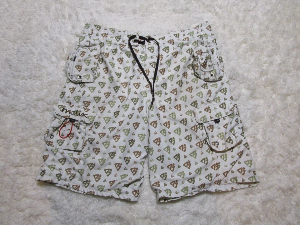 Matix Swim Trunks Mens 36 White Logo Beach Surf Skate - Image 1 of 4