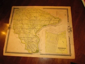 ANTIQUE MAP OF  HADLEY TOWNSHIP , ILLINOIS  1870-1880 - Picture 1 of 1