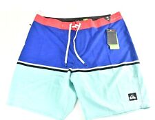 Quiksilver Mens Board Shorts New 38 Red Blue Casual Length 20" Stretch 