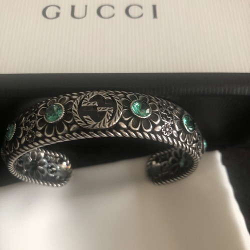 Bracciale Gucci Bracciale Ad Incastro G Fiore Siamite 0701 Verde Argento .925 507107