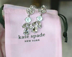 KATE SPADE "PETALS" TRIPLE DROP SILVER EARRINGS CRYSTALS  chandelier - Picture 1 of 5