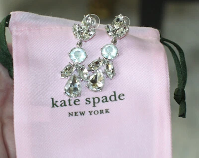 KATE SPADE "PETALS" TRIPLE DROP SILVER EARRINGS CRYSTALS  chandelier - Image 1 of 4