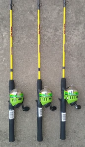 lot 3 MR CRAPPIE SLAB SHAKER 5'6" LIGHT 2-PIECE rod CASTING zebco splash reel - Picture 1 of 4