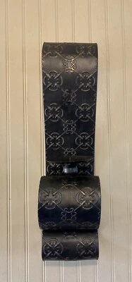 Large Black Metal Scroll Wall Mounted Pillar Candle Holder Sconce 23” Tall - Image 1 of 4