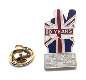 VE Day Victory in Europe 80th Anniversary 1945 - 2025 Lapel Badge UNION JACK A - Picture 1 of 2