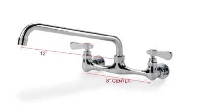 Caño oscilante de 12" con grifo de fregadero de compartimento comercial de montaje en pared central de 8" Foto 1 de 4