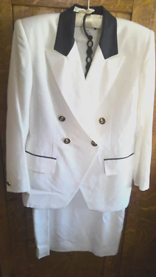 Vtg. 1980's Christian Dior 2 Pc. Woman's White and Navy Suit Sz.10 - Image 1 of 4