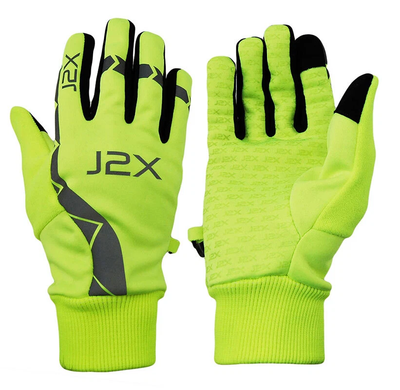 J2X Fitness Hi Viz Softshell Pro Running Cycling Grip Gloves - Image 1 of 1