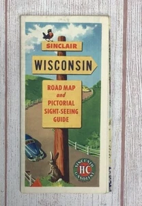 1948 Sinclair Wisconsin Road Map and Pictorial Sight-Seeing Guide GUC - Imagen 1 de 4