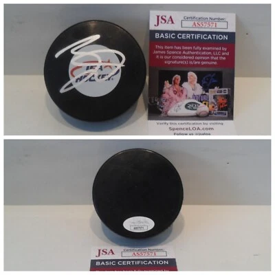 Jack Eichel Autographed Signed Team USA Hockey Puck Vegas Golden Knights JSA COA - Image 1 of 3