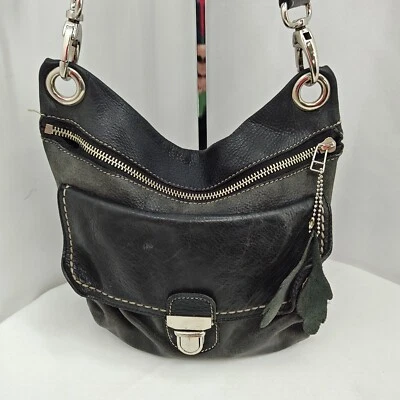 Винтажная черная кожаная регулируемая наплечная сумка через плечо Roots - Изображение 1 из 4