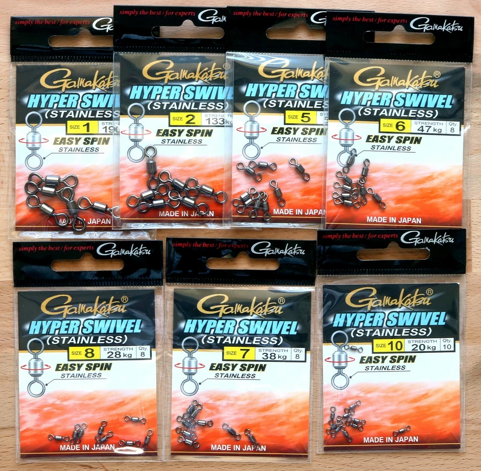 Gamakatsu Hyper Swivel, hochwertige Wirbel angeln Tönnchenwirbel Made in Japan