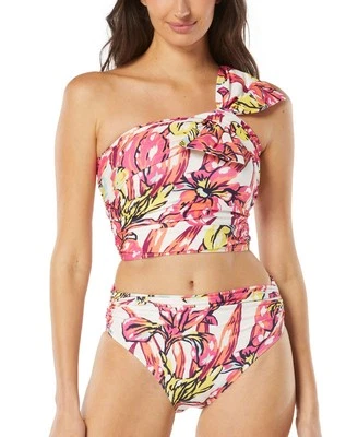 Top de bikini Carmen Marc Valvo convertible de un hombro con estampado floral para mujer Foto 1 de 3