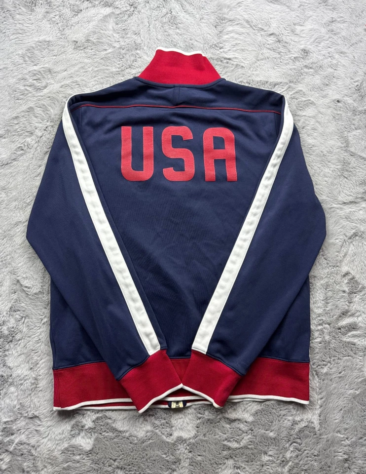 Chaqueta de fútbol EE. UU. para hombre grande roja azul blanca olímpica cremallera completa práctica Foto 1 de 4