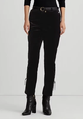 Lauren Ralph Lauren Women's Stretch Velvet Jodhpur Pant Black Size-16 NWT$225 - Image 1 of 4