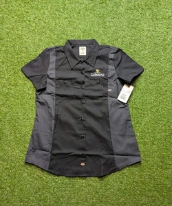 Dickies Guinness Work Shirt Womens Size Medium Black And Gray Button Up - Picture 1 of 6