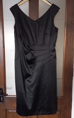 Coast Black Satin Wiggle Pencil Dress Size 14 - Image 1 of 3