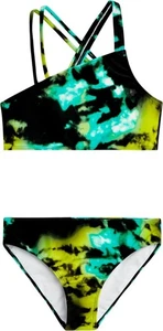 Kanu Surf Girls' Julia UPF 50+ Beach Sport Bikini, Hurricane Black/Green Size 6 - Picture 1 of 1