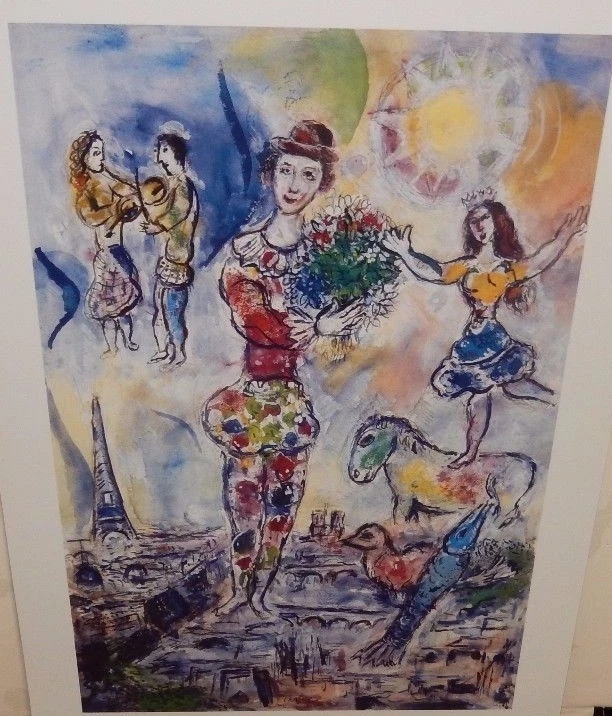 MARC CHAGALL «SUR LES TOITS DE PARIS» ЦВЕТНОЙ ПЛАКАТ  - Изображение 1 из 4
