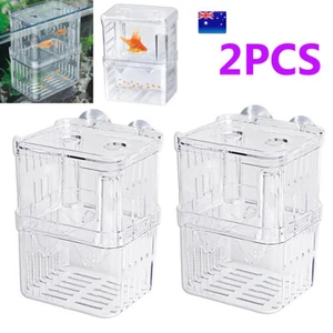 2 Fry Breeding Aquarium Fish Tank Guppy Hatchery Breeder Incubator Isolation Box - Picture 1 of 8