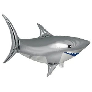 Shark Party Supplies Grey Shark SuperShape Foil Balloon Birthday Decoration Jaws - Picture 1 of 1