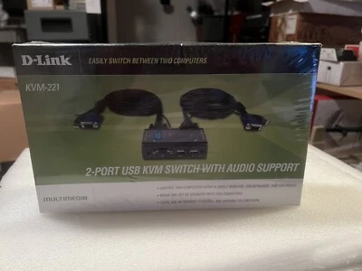 D-Link KVM-221 2-Port USB KVM Switch With Audio Support NIB - Image 1 of 2