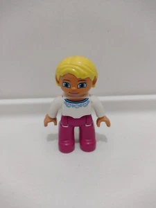 Lego Duplo Female Girl Lady Mum Figure Pink And White Blonde Hair - Picture 1 of 2