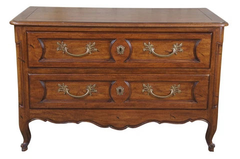 Vintage Mount Airy Walnut French Country Provincial Lowboy Chest Dresser Stand Cover
