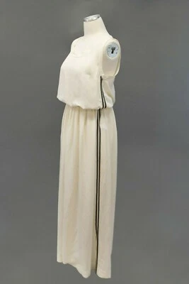 NUEVO CON ETIQUETAS $2795 Mono Brunello Cucinelli para mujer 100 % seda con cuentas laterales rayas M A176 Foto 1 de 4