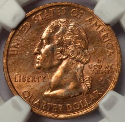 2007 NGC MS64 Red Missing Obverse Clad Layer Utah Quarter Mint Error Rare Date - Image 1 of 4