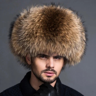 Men Real Fox Fur Hat Russian Ushanka Cossack Trapper Hat Real Leather Hunter Hat - Image 1 of 4