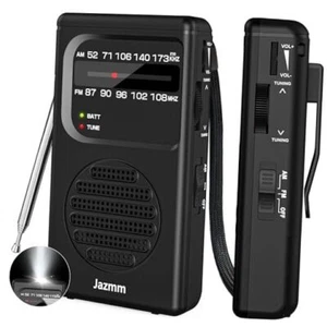 Portable Radio AM FM,Battery Operated Radio with 3W Large Black - Picture 1 of 8