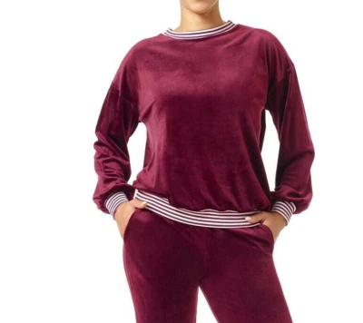 Novo com etiquetas! Blusa pijama feminina HUE tamanho XL Wearever U R veludo manga comprida gola redonda - Imagem 1 de 4