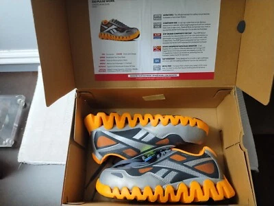 Zapatos de trabajo Reebok Work RB322 plateados/naranja pulso comp toe - para mujer talla 8,5 Foto 1 de 4