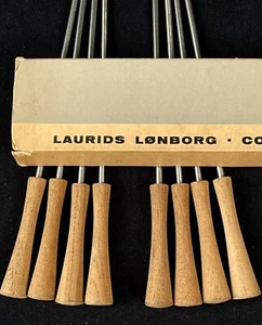 ••8 Vintage Laurids Lonborg Fondue Forks w/ Box Mid Century Modern Danish Scandi - Picture 1 of 10