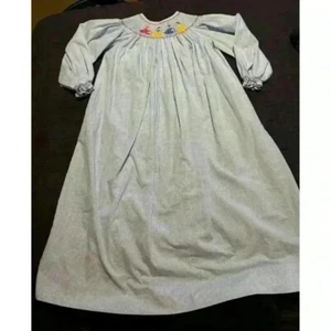 Lolly Wolly Doodle Blue Princesses Smocked Long Sleeved Bishop Dress Sz 7 EUC - Picture 1 of 4
