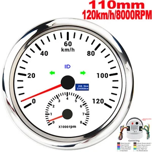 110mm White GPS Speedometer 120KM/H with Tachometer 8000RPM Gauge for Boat Car - Picture 1 of 7