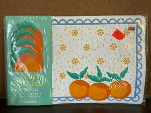 Vintage Royal Pacific "Fruit Parade" 8 Piece PVC Placemat & Coaster Set - Picture 1 of 6