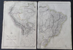 ENGRAVING CARTE MAP BRAZIL BOLIVIA PERU ECUADOR LOWRY 1850 CA - Picture 1 of 1