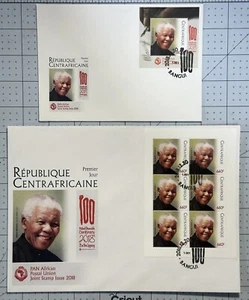 Central Africa 2018 (2 FDC) “Centenary Of Nelson Mandela)” BE THE LEGACY - Picture 1 of 1
