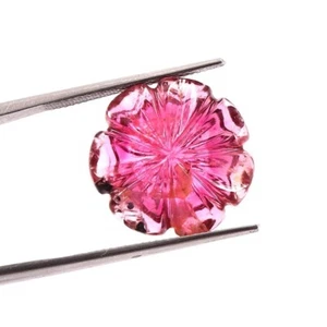 Pietra preziosa sfusa naturale bio tormalina rosa intagliata a mano fiore fantasia A1661 - Foto 1 di 3