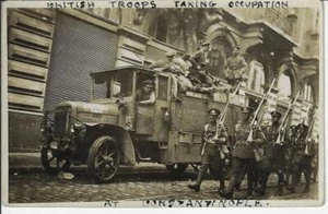 1918 British Troops Taking Occupation at Constantinople WWI Postcard Photograph - Picture 1 of 2