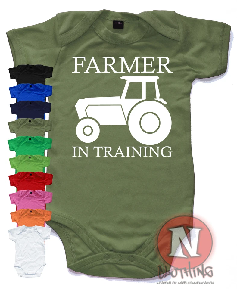 NAUGHTEES CLOTHING Bauer IN Training Süß Strampler Baby Anzug Tolles Geschenk Weste Landwirtschaft